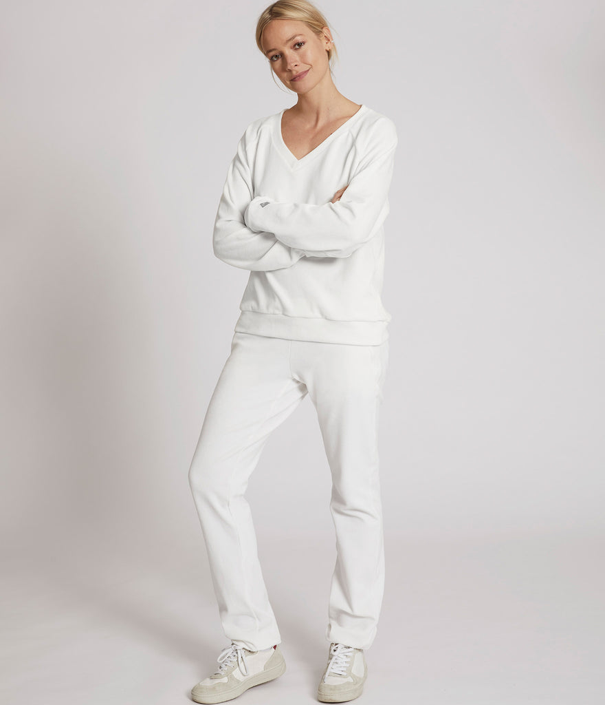 Alma velour trousers White